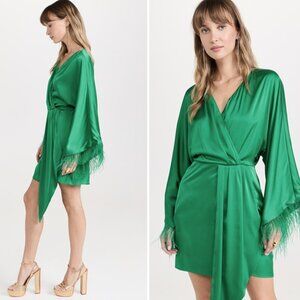 WAYF Women's Faux Feather Trim Mini Wrap Dress